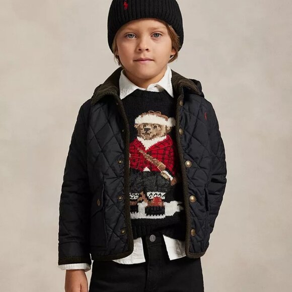 Polo Ralph Lauren Quilted Hooded Black Barn Jacket Toddler Snap Up Size 3/3T - Picture 1 of 12